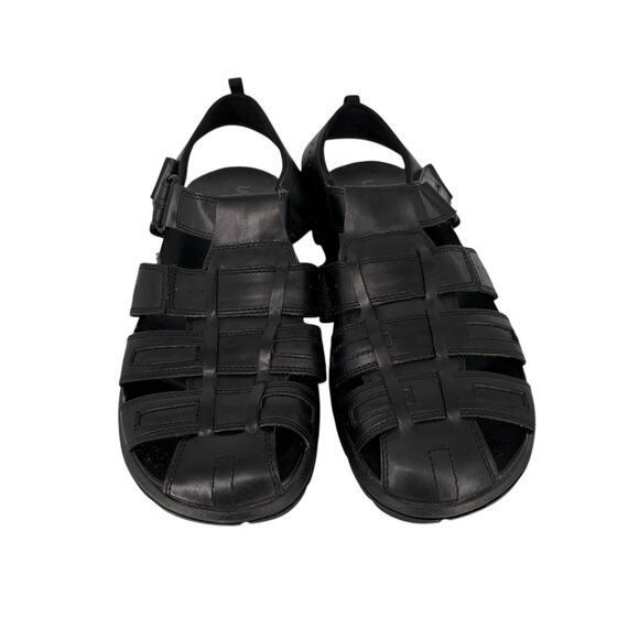 Vintage 90's Unlisted Kenneth Cole Fisherman Sandals Mens Sz 11 M Black Leather - Picture 3 of 11
